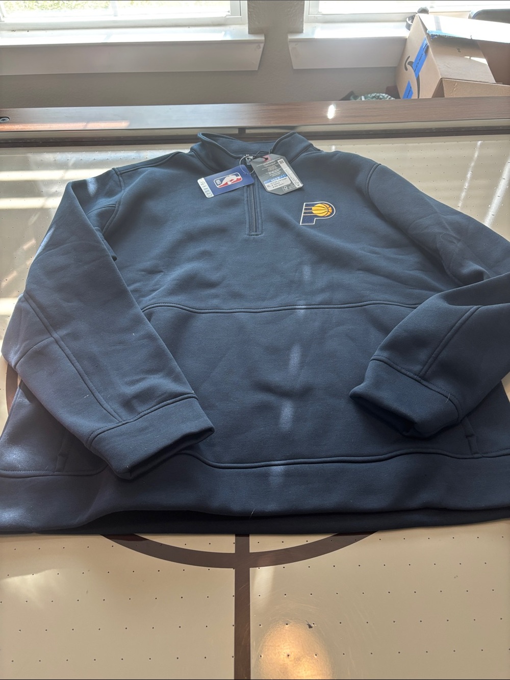 Antigua Indiana Pacers Navy Quarter-Zip Pullover Sweatshirt